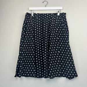 Polka Dot Skirt Womens XXL Black Spotted Midi Stretch Casual - Picture 1 of 14