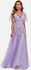 Ever Pretty Size 4x-14 Embroidered Sequin Fishtail Lavendar Long Evening Dress