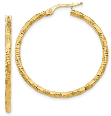 Pendientes de aro pulidos y texturizados 14K TH672 Foto 1 de 4