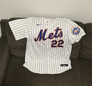 Nike New York Mets Juan Soto #22 Pinstripe with Patch Baseball Jersey Men’s Sz L - Picture 1 of 8