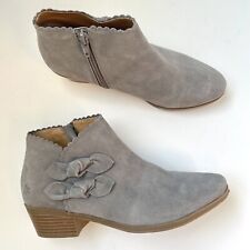 Jack Rogers Kali Ankle Booties Sz 6 Gray Suede Bows Preppy