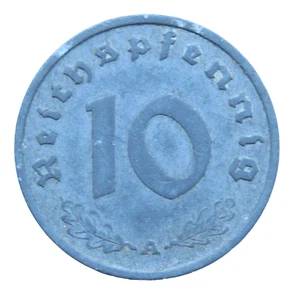 1940 Germany 10 Pfennig A WW2 Third Reich Nazi Swastika Coin - Picture 1 of 2