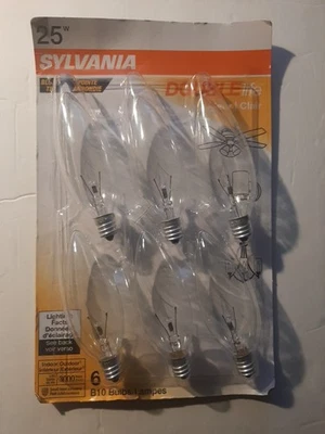 VINTAGE Sylvania Double Life 6 Pack 25W Chandelier Light Bulbs Small Base - Image 1 of 2