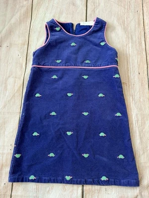 Girl’s Hartstrings Purple Corduroy Jumper Dress Size 8 Embroidered Turtle Print - Image 1 of 4
