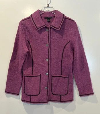 Cárdigan suéter púrpura de lana hervida Sarah Spencer para mujer talla pequeña (K) Foto 1 de 3