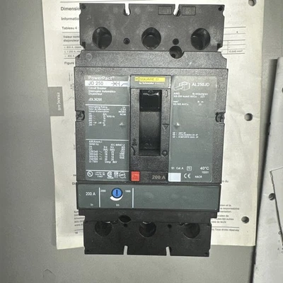 Square D JDL36200 3 Pole 200 Amp 600V Power pact Molded Case Circuit Breaker - image 1 of 4