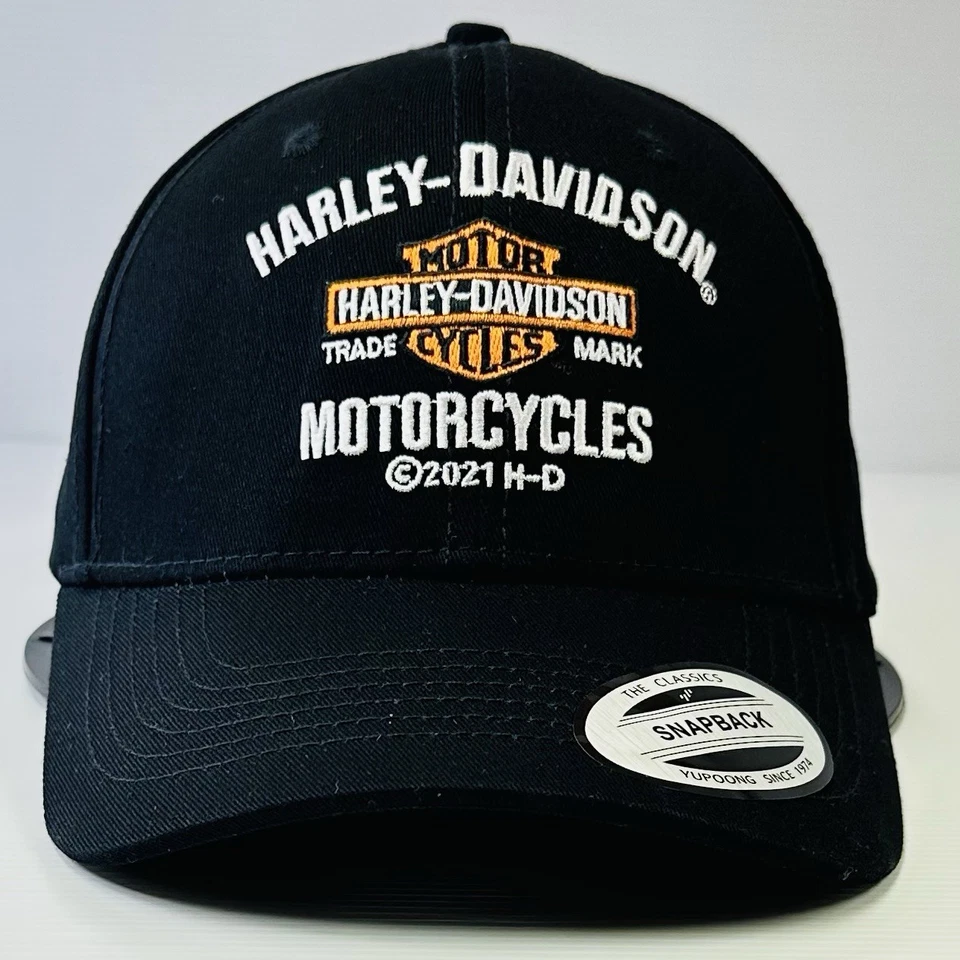Harley Davidson Motorcycle Mens Hat Cap Black Logo Snapback Adjustable Yupoong - image 1 of 4