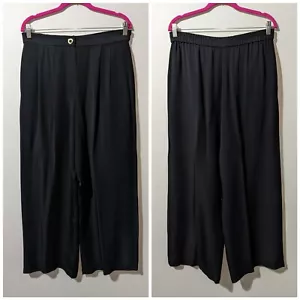 St. John Sportswear High Rise Wide Leg Silk Blend Pant Black Size Large - Picture 1 of 9