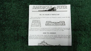 JUEGO DE CABALLETES AMERICAN FLYER M3079B M3079 # 747 FOTOCOPIA DE INSTRUCCIONES - Imagen 1 de 2