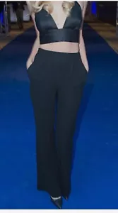 Saks Never Worn St Jobh EMMA Negro Crepé Alto Pierna Recta Pantalones 6 $595 - Imagen 1 de 7