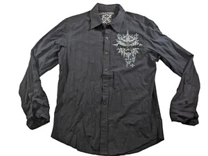 Xtreme Couture Long Sleeve Button Up Shirt Mens Large Black Velvet - Picture 1 of 12