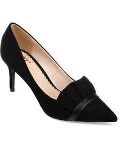 Journee Collection Marek Women's Ruffle Dress Pump Black Faux Suede Size 7.5 M - Picture 1 of 6