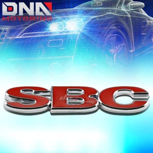 FOR SBC SMALL BLOCK STICK ON 3D CHROME RED AUTO METAL EMBLEM TRIM BADGE LOGO - Picture 1 of 2