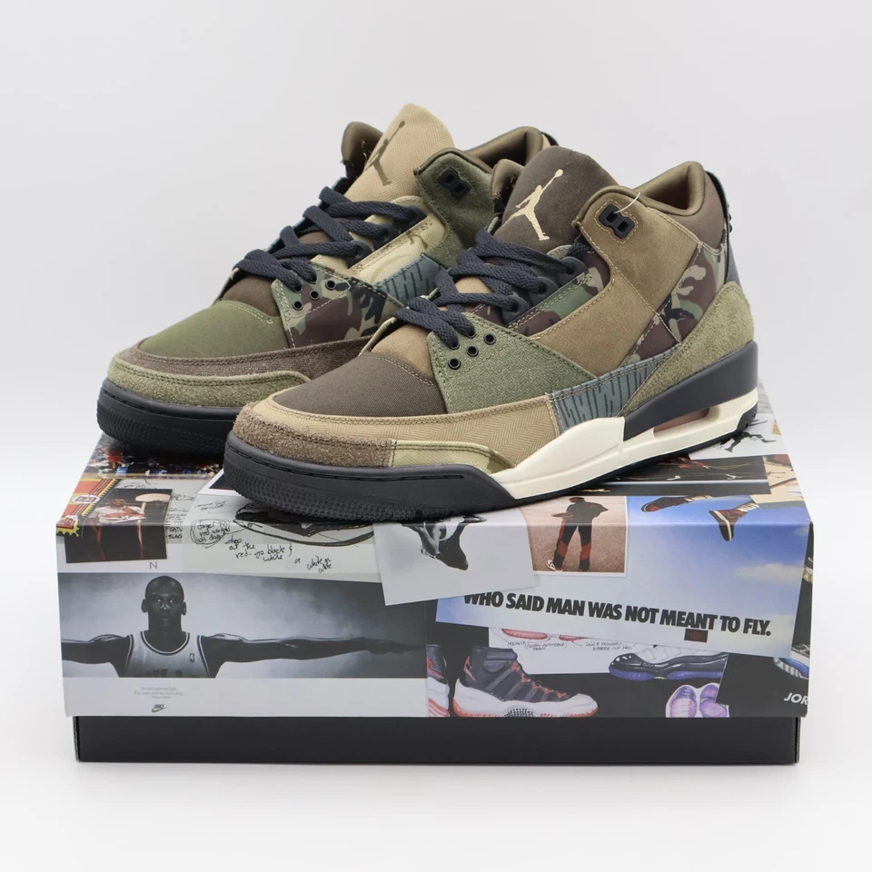 DO1830-200 Nike Air Jordan 3 Retro Patchwork Dark Hazel Camo Khaki Green (Men's) - Image 1 of 4