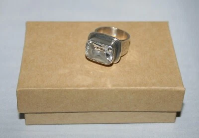 Silpada Sterling Silver Oxidized Matte Rectangle Cubic Zirconia Ring R1860 SZ 6 - Image 1 of 4