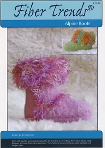 Fiber Trends Knitting Pattern AC-47 Alpine Boots 5 Child's Sizes - Picture 1 of 2