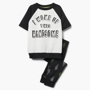NWT Gymboree Boys Pajama set "I woke Up This Handsome" XXS 3, M 7/8 - Picture 1 of 1
