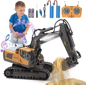 Ferngesteuerter Bagger Spielzeug RC Bagger mit Metall Schaufel Lichtern & Sound - Bild 1 von 9