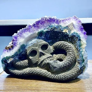 8.4LB Natural amethyst rock symbiotic carving spiritual ornament amethyst - Picture 1 of 17