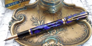 WATERMAN LE MAN RHAPSODY FOUNTAIN PEN MINERAL BLUE/GOLD 18K/750 NEW IN BOX - Picture 1 of 16