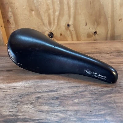 Vintage 1990 Selle San Marco Professional Black Leather Saddle Italy  - Image 1 of 4