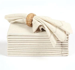 Dinner Napkins Cloth - 18x18 Flax Linen Napkins Set of 12 Christmas Fabric Na... - Picture 1 of 6