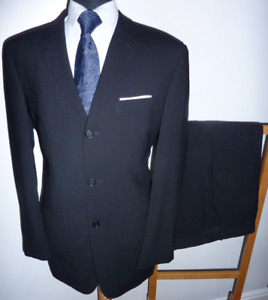 Men's Ben Sherman Suit Black 40 R Wool Blend Jacket Trousers W 34 L 31.5