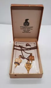Vintage signiert 10k Gold Bruderschaft Schwesternschaft 12k Gold Anhänger Halskette Charms - Bild 1 von 17