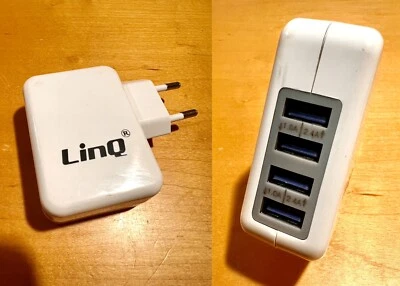 Presa caricatore iPhone 4 ingressi USB due spine LINQ nuovo alimentatore Carica - Immagine 1 di 4