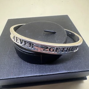 Solid 925 STERLING SILVER CUFF Message Bangle "Forever Together" 925 Stamped 29g - Picture 1 of 10