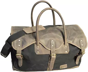 flevado travel bag crossbody leather/canvas gym bag buffalo leather - Picture 1 of 4
