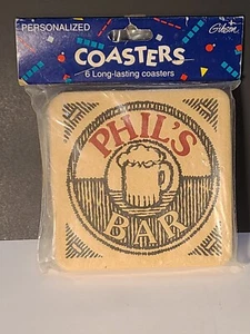 Vintage Gibson personalisierte Untersetzer 6er Set "Phil's Bar" 1993 - Bild 1 von 6