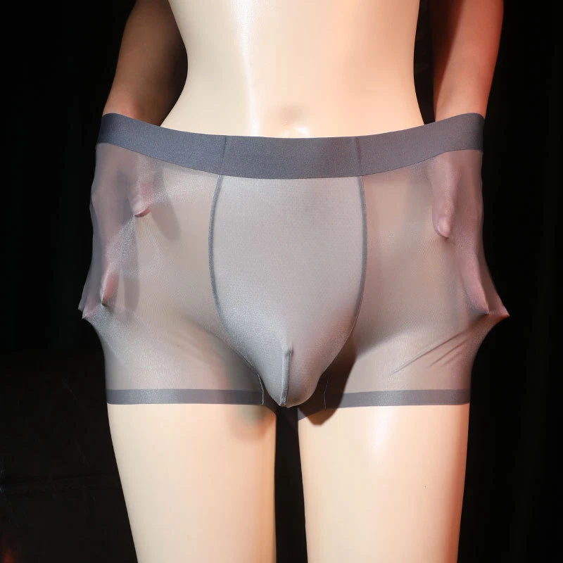Men's ultra-thin transparent flat angle underwear, textured ice silk underwear - Image 1 of 4