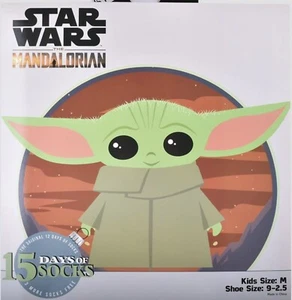 Star Wars The Mandalorian 15 Days of Socks Baby Yoda Christmas Kids Size 9-2.5 - Picture 1 of 4