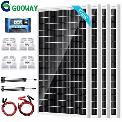 170W 200W 340W Watt 12V Mono Solarpanel Kit Batterieladegerät Wohnwagen Schuppen Wohnmobil - Bild 1 von 4