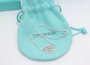 Tiffany & Co. Sterling Silver Paloma Olive Leaf Heart Bracelet 7.5 - Picture 1 of 8