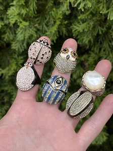 Akkad Ring Lot of 6 Vintage Fashion Jewelry Costume Glam Costume Bling - Picture 1 of 5