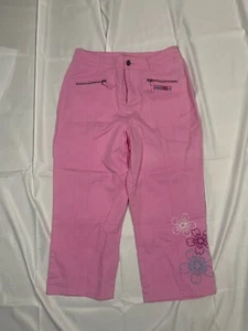 y2k 2000s Disney Channel Lizzie McGuire Girls Capri Pink Floral Pants 16 - Picture 1 of 6