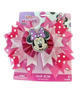 Disney Minnie Mouse Large Girl's Hair Bow Pinks, Red, White, Black New - Picture 1 of 4