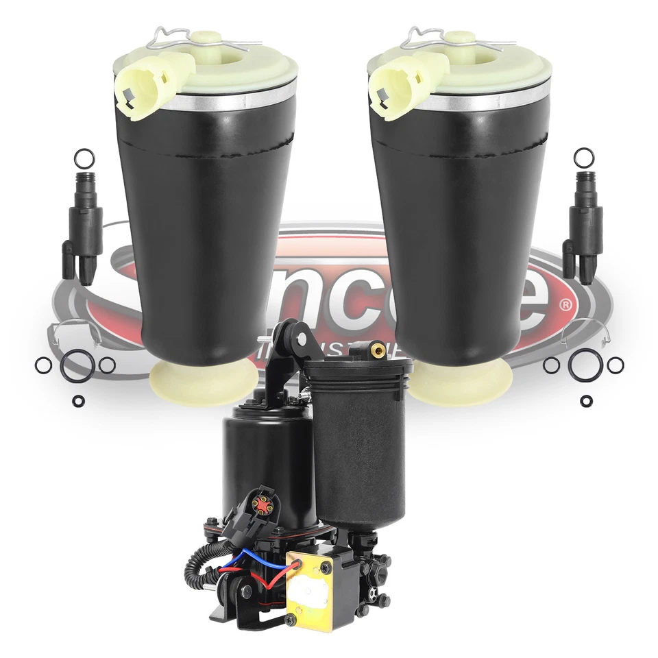 2003-2011 Lincoln Town Car Rear Air Springs & Solenoids with Air Compressor - Imagem 1 de 4