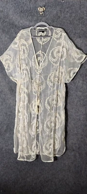 Dance Marvel Duster S Embroidered Sheer Longline Boho Festival romantic feminine - Image 1 of 4