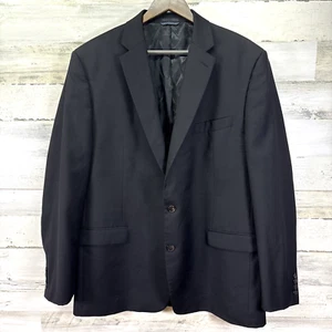 LAUREN Ralph Lauren Mens Black Wool Blend 2 Button Summer Blazer Jacket Size 46L - Picture 1 of 10