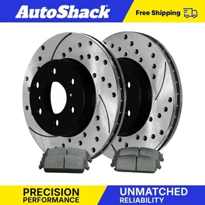 Rear Drilled Slotted Brake Rotors Ceramic Pads for Chevy Silverado 1500 V8 - Picture 1 of 7