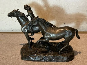 1974 Philip Kraczkowski Worcester Pewter Indian Horse Rider Mustang Statue - Picture 1 of 13