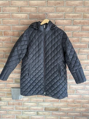Lands' End Jacket Women’s 1X 16W-18W Black Hooded Down Quilted Long Parka Coat - Image 1 of 4