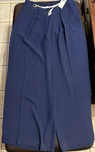 RALPH LAUREN Women's Pleated Georgette Belted Wide-Leg Pants Navy Size 14 - Picture 1 of 9