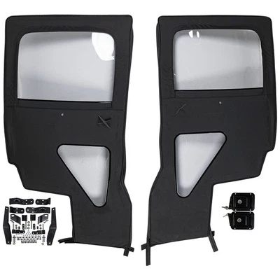 Polaris 2879964 Black Canvas Rear Zip Window Doors 2016-2021 Ranger 570 Crew - Image 1 of 4