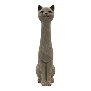 Large Tall Cat Long Neck Resin Wood Look - Picture 1 of 9