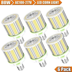 6Pack Adjuatable CCT 80W LED Corn Light Bulb E39 Base Replace 400W MH/HPS Lamps - Picture 1 of 15