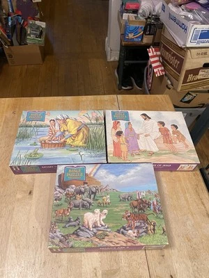 Bible Puzzle Rainbow Works Lot of 3 100pc all new Noah's Ark 2, Life Jesus Moses - Image 1 of 4